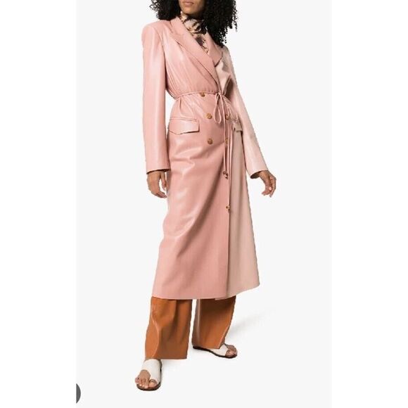 Nanushka Manila vegan leather trench coat Pink Small - Picture 1 of 16